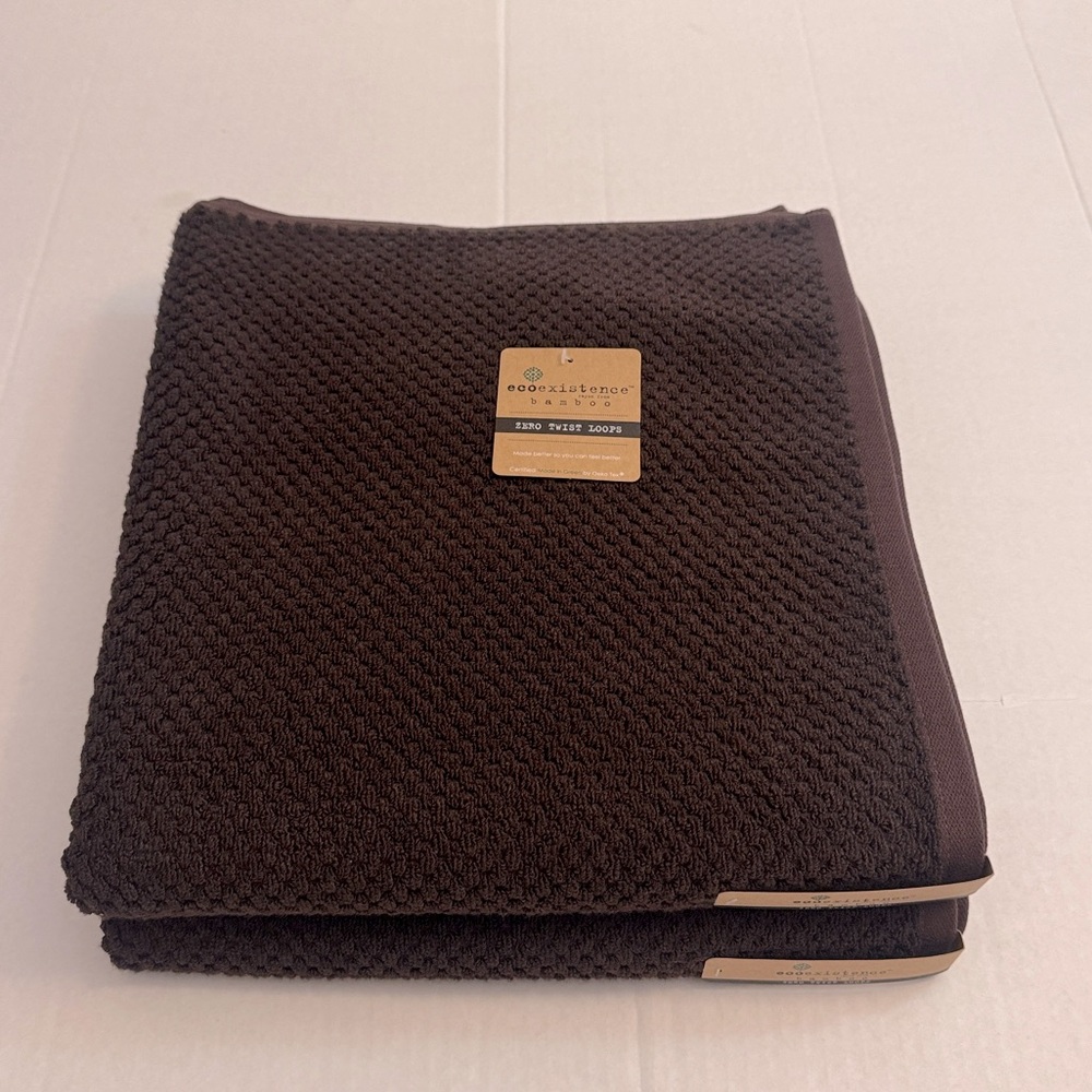 2pc ECOEXISTENCE Bamboo Zero Twist Loops Bath Towel Set-Dark Chocolate-DKCHOC25